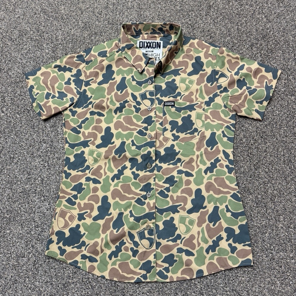 Dixxon Flannel High Fives Foundation Party Shirt Womens MED Camo Light